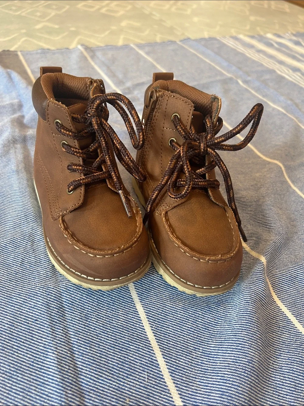 Brown Toddler Lace-Up Ankle Boots - Classic Casual